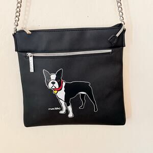 Marc Tetro Boston Terrier Crossbody Purse Vegan Leather Chain Preppy Dog Mom
